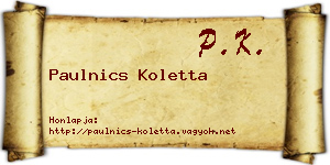 Paulnics Koletta névjegykártya